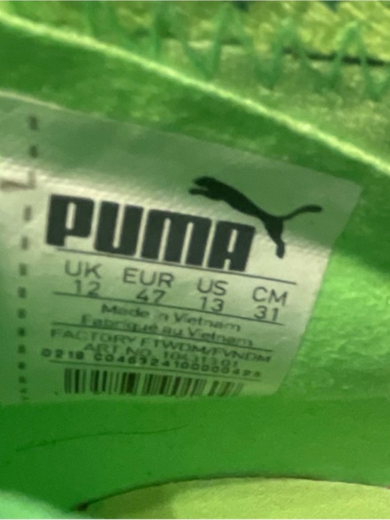 Puma White and Green Knit High-Top Soccer/Training Sneakers